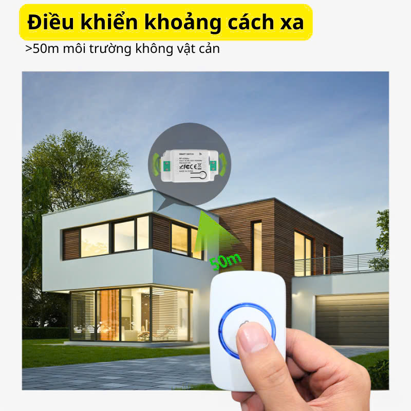 Công Tắc Không Dây Nút Bấm Cầm Tay Dán Tường Tiện Lợi 433mhz Bảo Hành 1 Năm