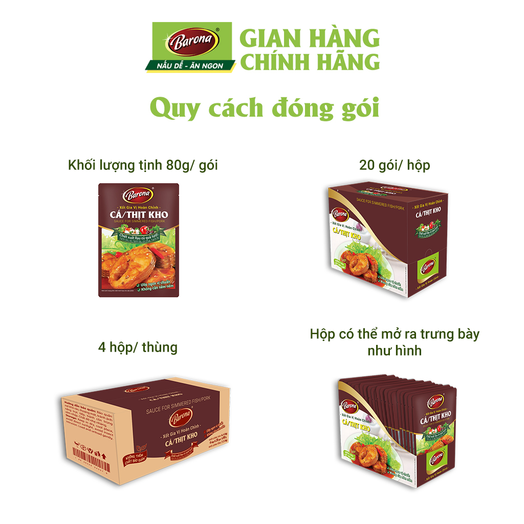 Xốt Gia Vị Hoàn Chỉnh Barona Cá/Thịt Kho 80g