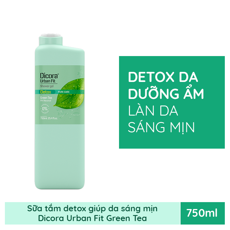 Sữa tắm detox trà xanh Dicora Urban Fit - 750ml