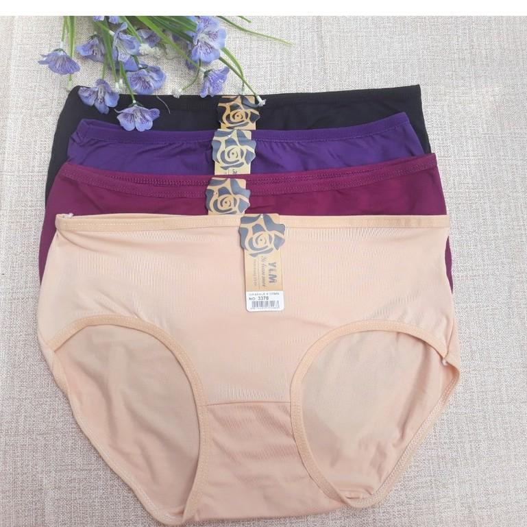 Quần lót nữ cạp cao 3378 màu trơn from rộng 2XL Cho người 50kg 60kg chất co dãn tốt