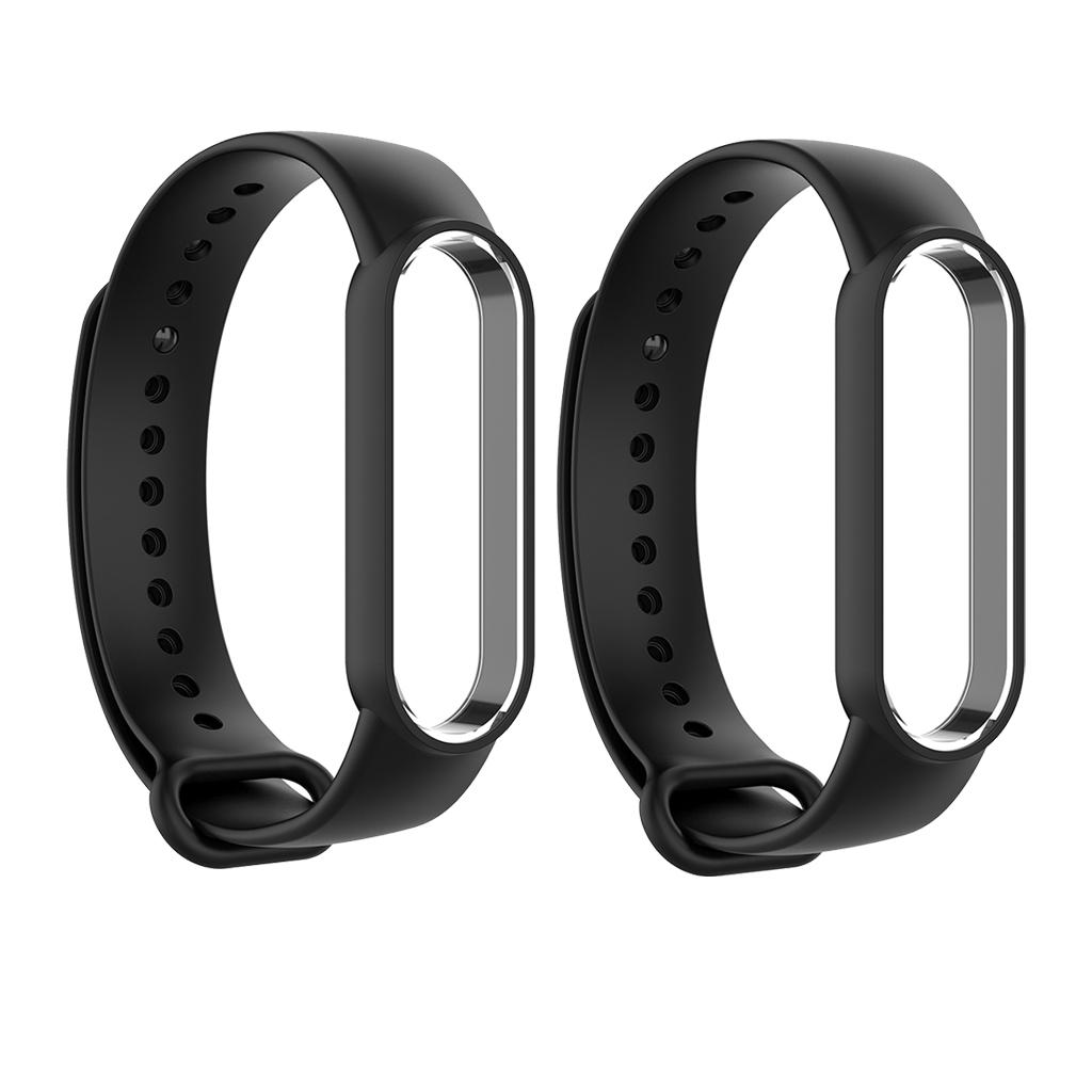 2x Black Replacement Silicone Band Soft Rubber Bracelet for Xiaomi  5