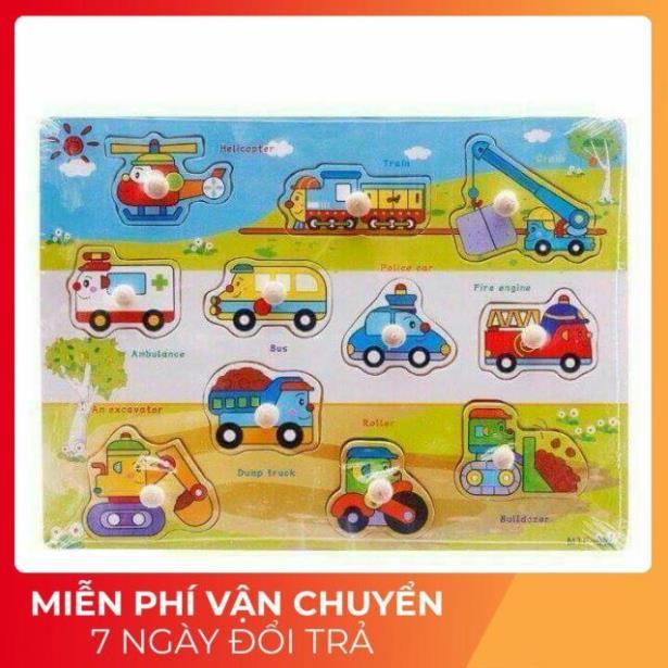 Bảng núm gỗ Phương tiện Giao thông - Đồ chơi Ghép hình Montessori cho bé ĐCG