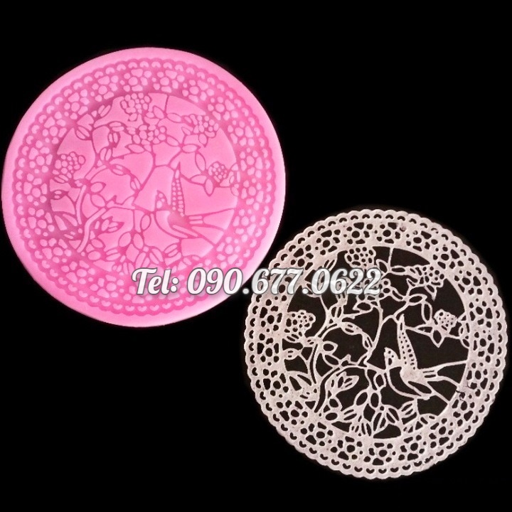 Khuôn silicone làm bánh, rau câu, fondant hoa văn nền bánh chim bồ câu loại 13 cm - Mã số 1621