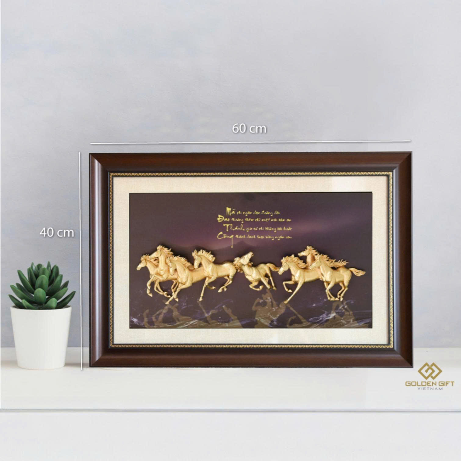 Tranh Bát Mã truy phong mạ vàng - Tranh mã đáo thành công mạ vàng độc đáo: Quà tặng sếp, tân gia, mừng lên chức