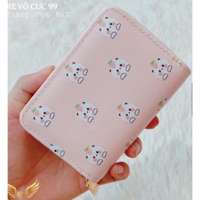 Ví Da Mini Cầm Tay 10 Ngăn Họa Tiết thỏ cà rốt Ngộ Nghĩnh Bóp Nữ Da PU Cute Hot Trend