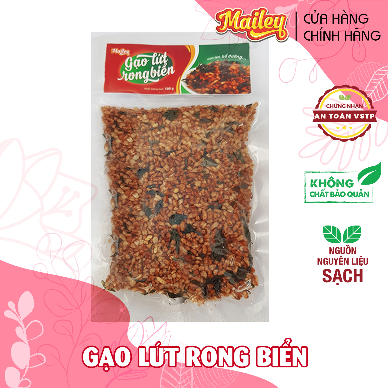 Gạo lứt sấy rong biển ăn liền MAILEY gói 100G