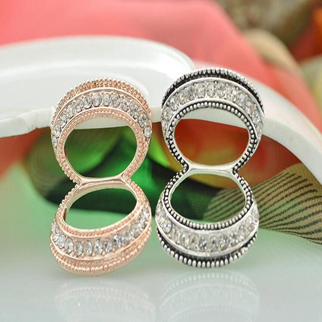 2pcs Women Vintage Double Circle Silk Scarf Buckle Ring Clip Holder Jewelry