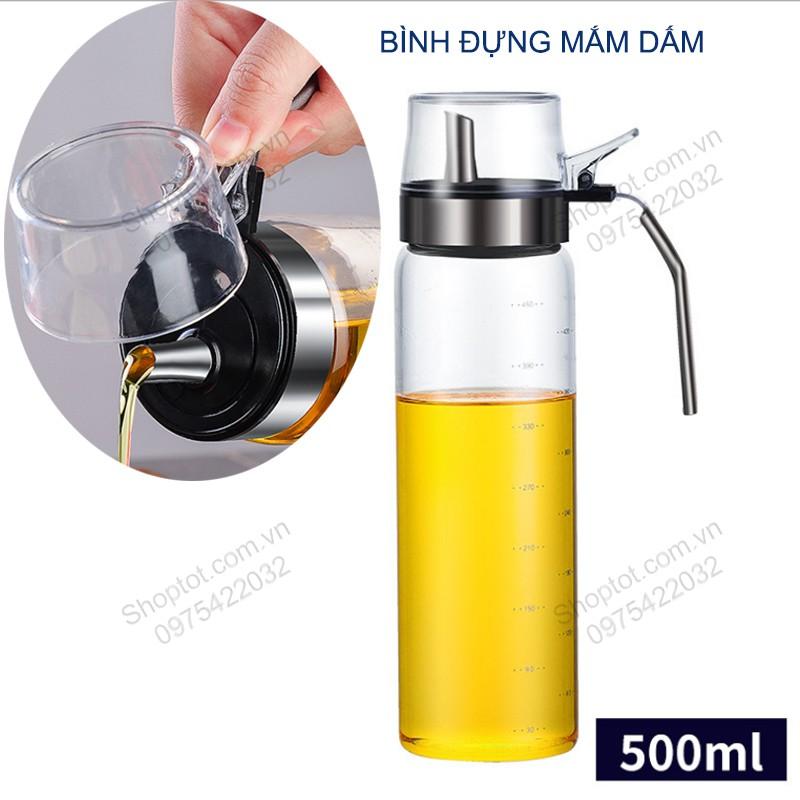 BÌNH ĐỰNG NƯỚC MẮM, DẤM, DẦU ĂN VÀ GIA VỊ KHÁC bẰNG THỦY TINH CÓ NẮP ĐẠY THÔNG MINH