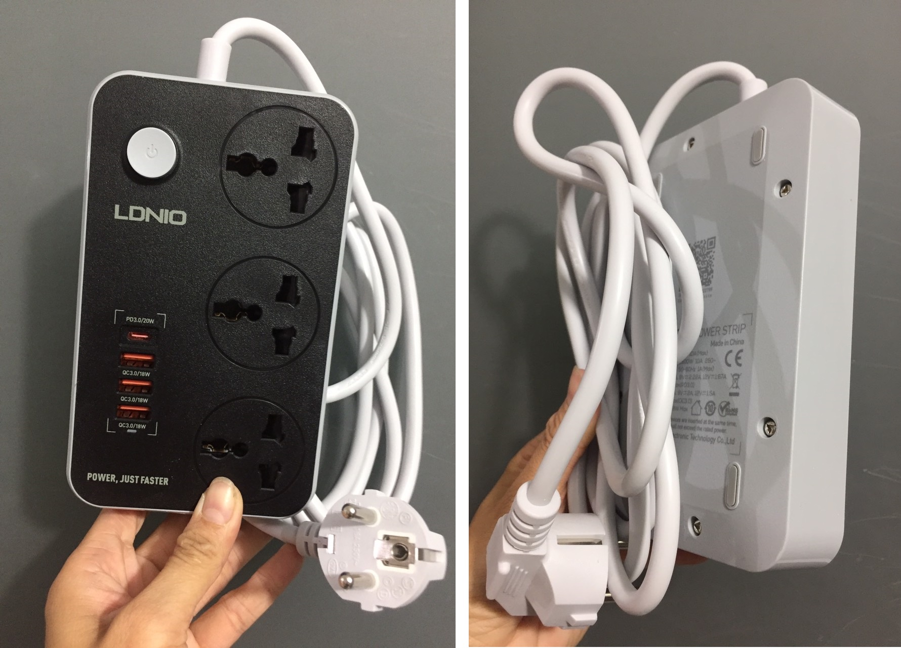 Ổ cắm đa năng 2500W hỗ trợ 3 cổng USB QC18W và PD20W LDNIO SC3412 _ hàng chính hãng