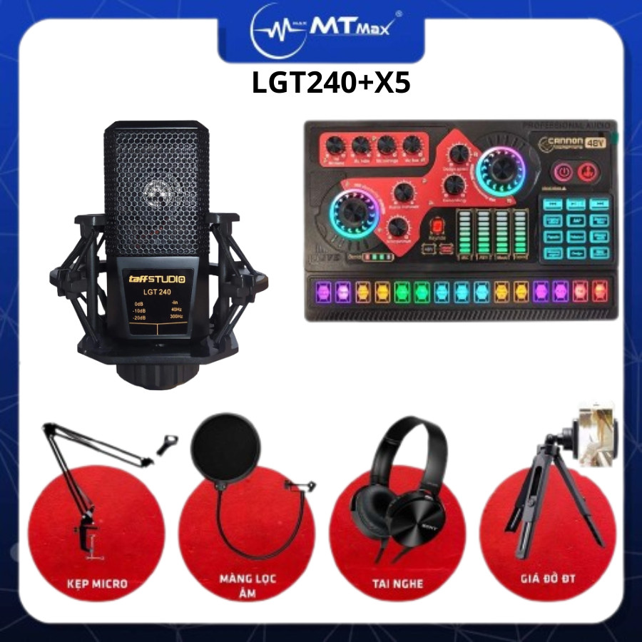 Combo sound card X5 + mic thu âm LGT240 chuyên hát nhạc livestream tặng kèm full phụ kiện hát nhạc cực hay