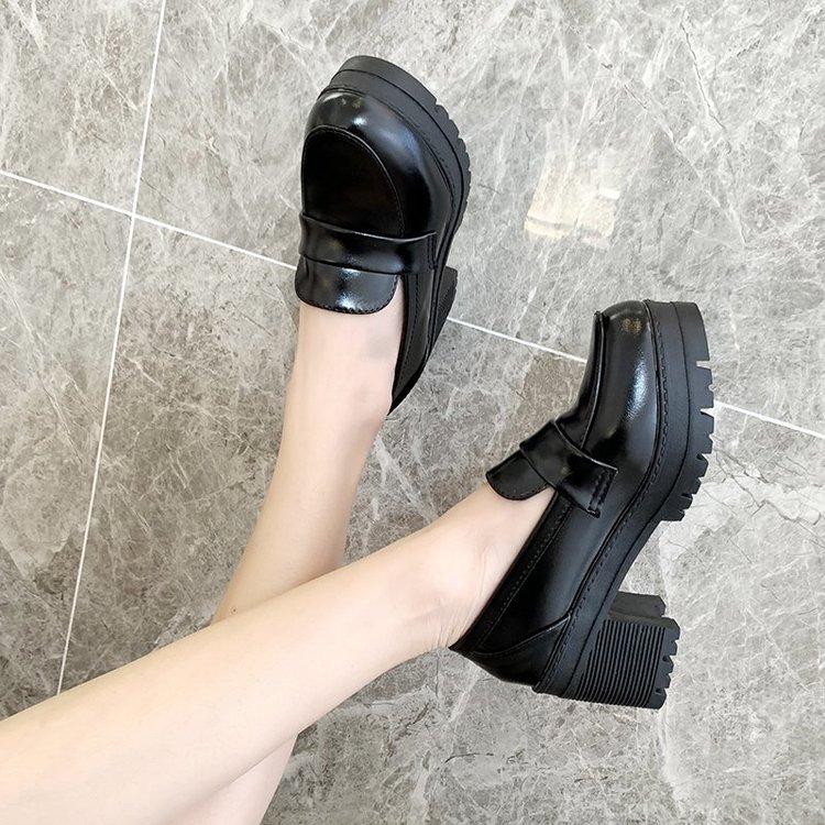 Giày Mũi Tròn Đế Dày 8cm Phong Cách Anh Quốc Cá Tính