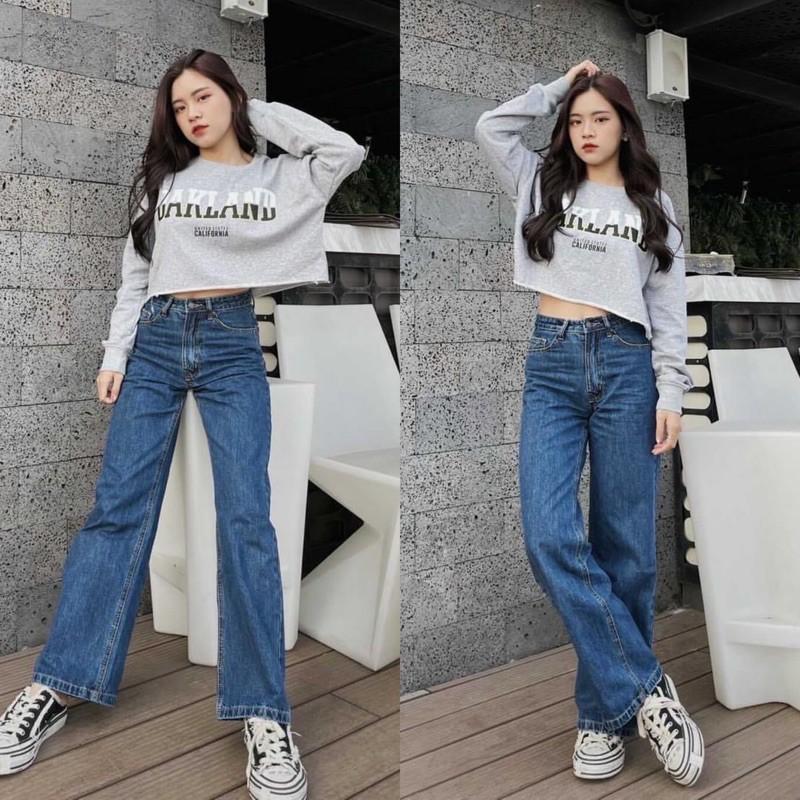 Quần Jean Suông Quần Bò Culottes Lưng Cao Dáng Dài vnxk