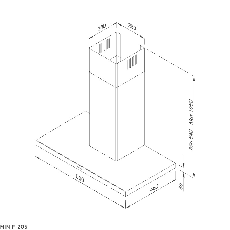 Máy hút khói, khử mùi MIN F-205 - Tặng Bộ đồ dùng nhà bếp 5 món MJA-1495 + Chảo không dính SA-02 - Hàng chính hãng