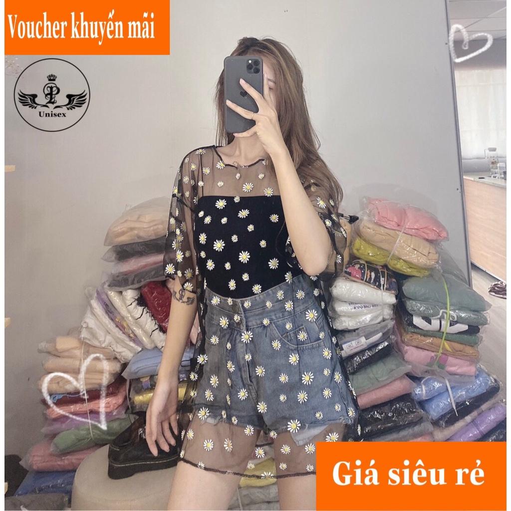 Áo Lưới Hoa Cúc , Form Rộng Phong Cách Unisex - Set Áo Kèm Lót ( kèm video shop tự quay