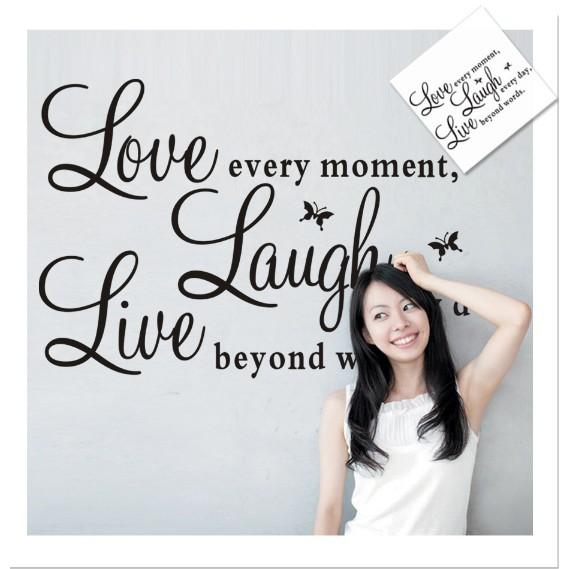 Decal trang trí Chữ Tiếng Anh LOVE LAUNGH LIVE a.h