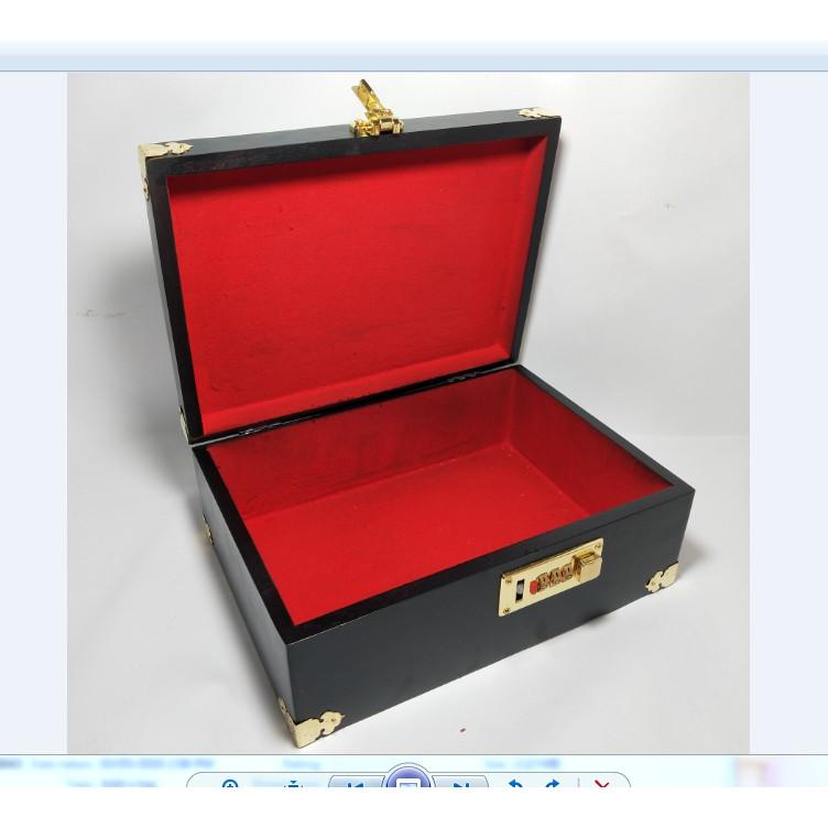 HỘP TRANG SỨC - HỘP ĐỰNG CON DẤU GỖ MUN CAO CẤP CHẠM MẶT KHÓA MÃ SỐ LOẠI 1 - ẢNH THẬT