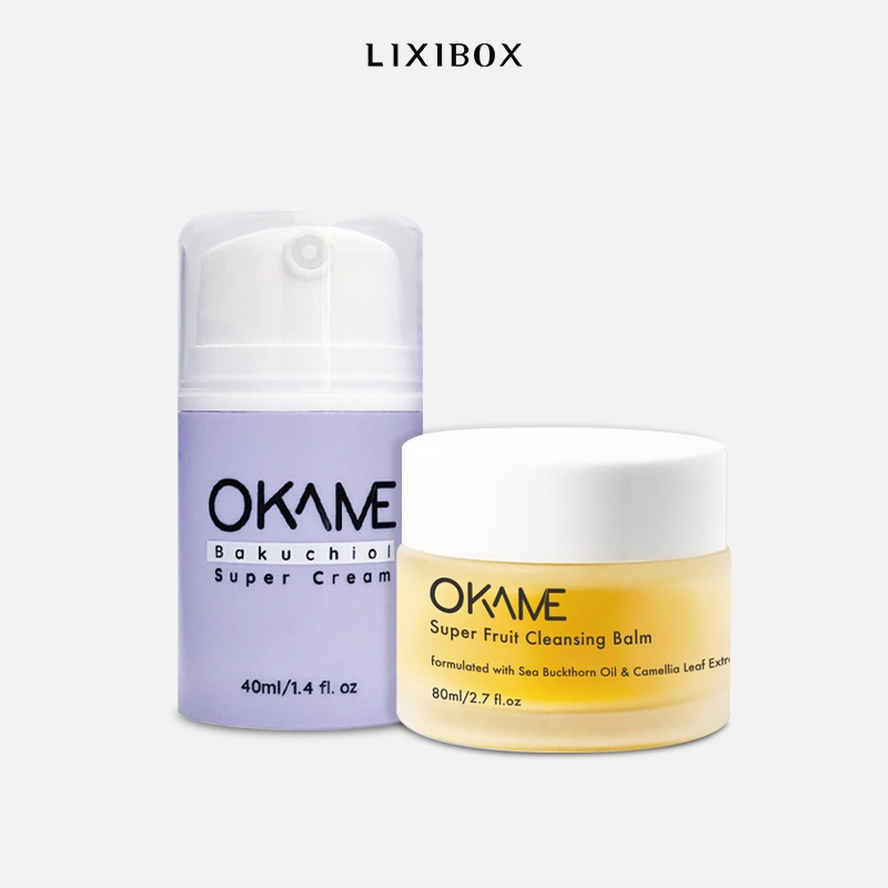 Combo Kem dưỡng chống lão hoá, săn chắc da Okame Bakuchiol Super Cream 40ml và Sáp Tẩy Trang