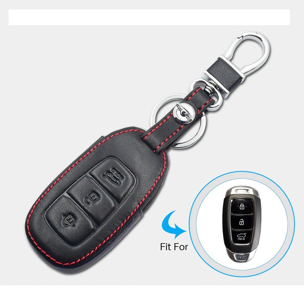 Bao Da Chìa Khóa Dành Cho Xe Hyundai Accent , Santafe , Hyundai KONA Loại 3 Nút
