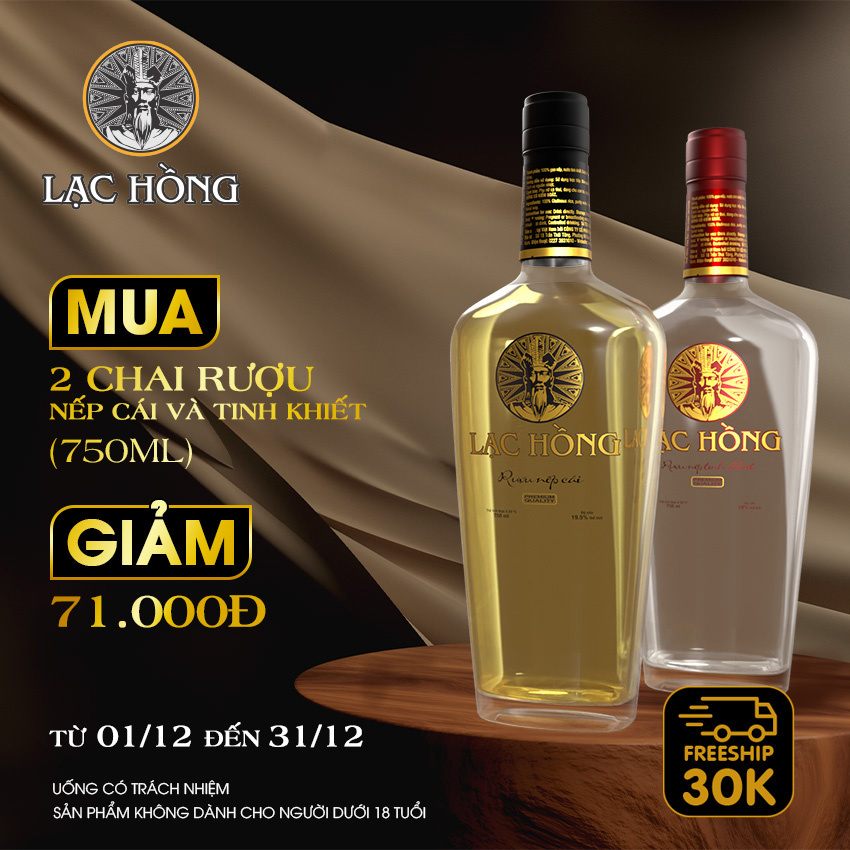 Lạc Hồng rượu nếp cái hoa vàng, rượu nếp tính khiết, rượu nếp, rượu vodka, sản xuất theo phương pháp truyền thống, vị dịu, nhẹ, uống không đau đầu.