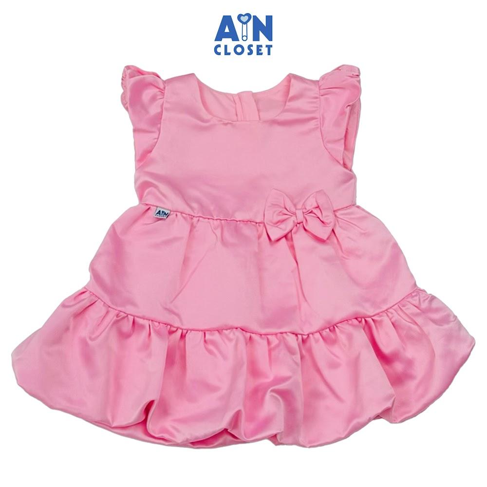 Đầm bé gái hoạ tiết Nơ Bí Hồng Tafta - AICDBGFPNKZD - AIN Closet