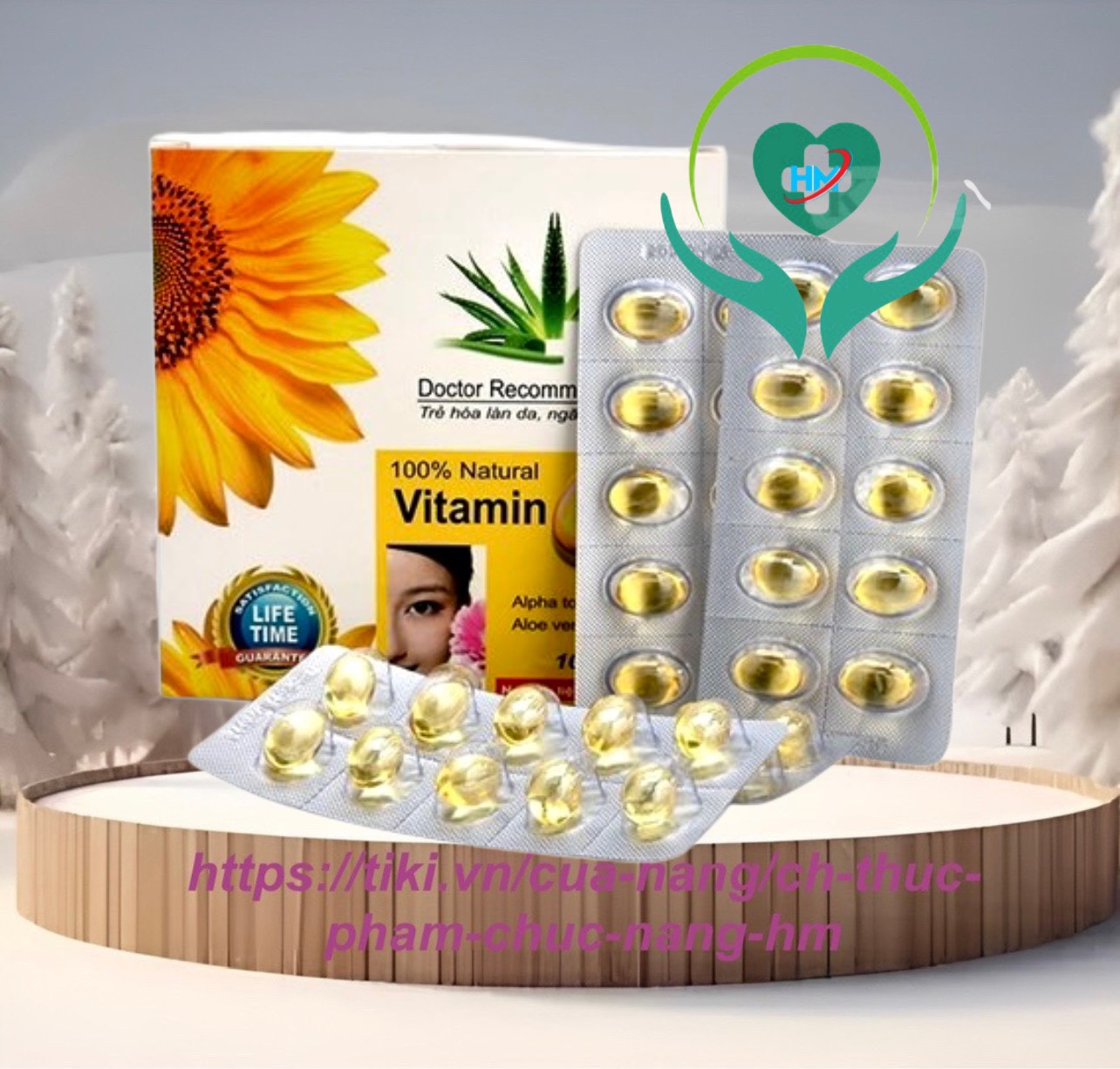 VITAMIN E NHA ĐAM 400IU - Hộp 100 viên nang mềm -Tinh dầu lô hội làm đẹp da, chống lão hóa, ngừa nếp nhăn, Vinaphar