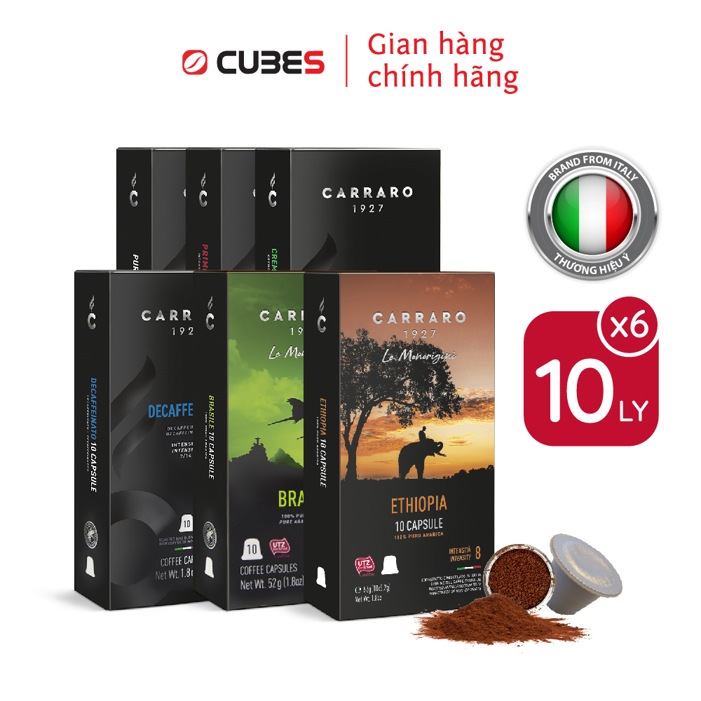 Cà Phê Viên Nén Carraro GRAN CREMA ALUMINUM 50 Viên - Tương thích với máy capsule Nespresso