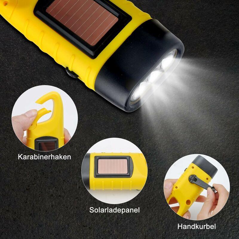 Bộ 2 đèn pin quây, bộ 2 đèn bỏ túi LED mặt trời, đèn bỏ túi, khả năng sinh tồn LED có thể chống thấm nước cho các môn thể thao thể thao màu vàng ngoài trời