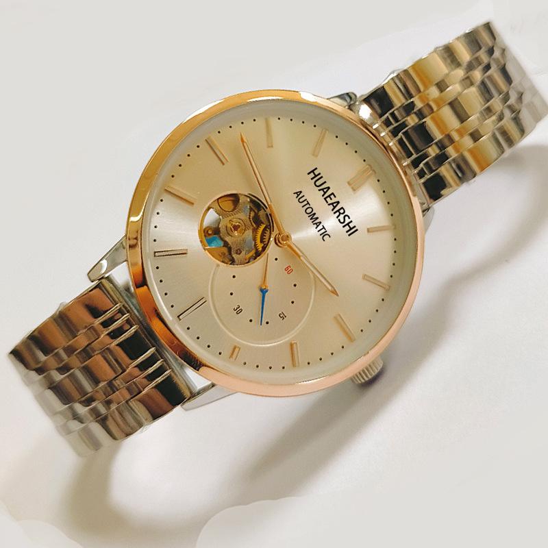 Đồng hồ cơ khí tourbillon tự động thuận lợi nhất dành cho nam thời trang công sở Châu Âu và Mỹ Đồng hồ mặt số lớn không thấm nước cổ áo trắng khí quyển đơn giản