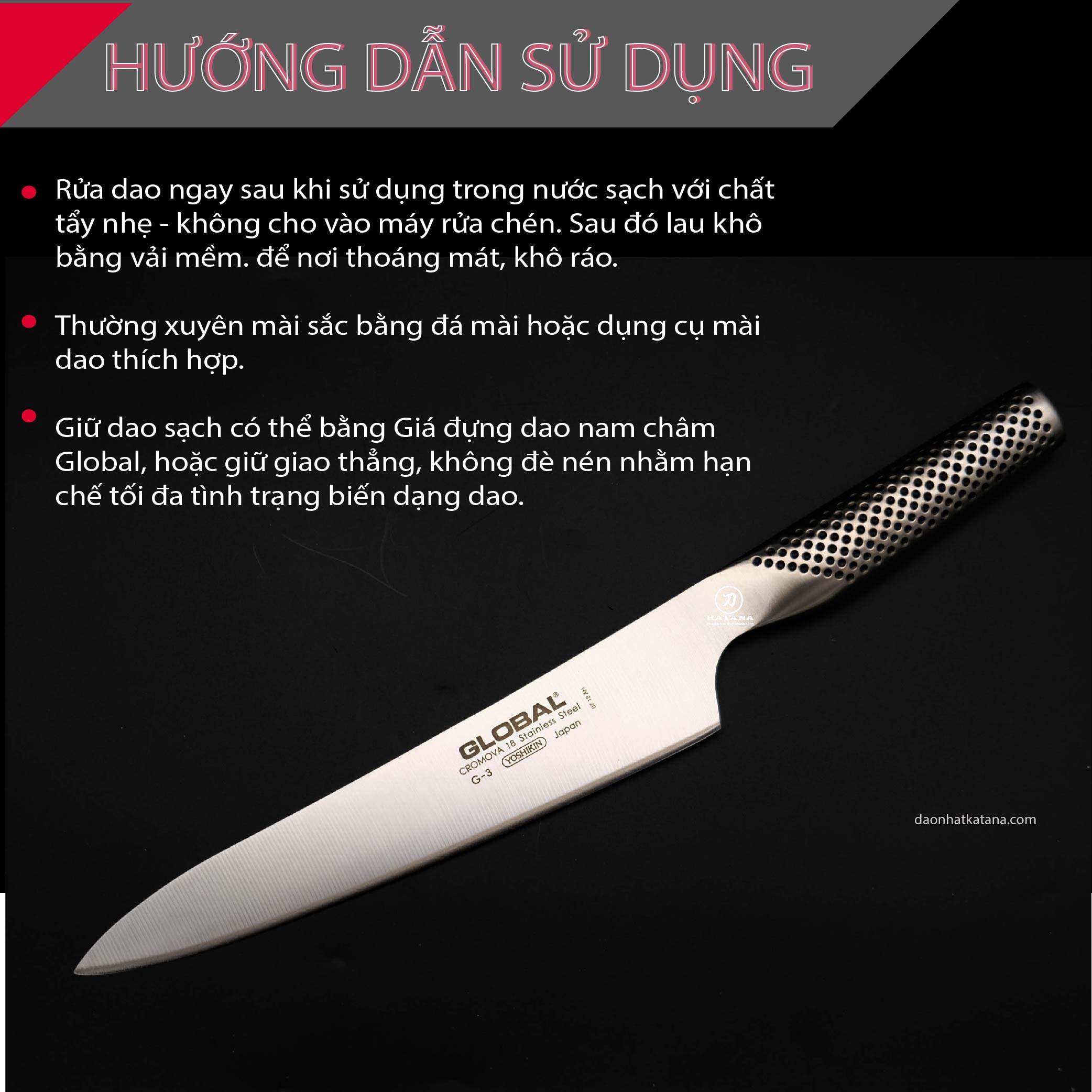 Hình ảnh Dao bếp Nhật cao cấp Global G3 Carving Knife - Dao thái lát (210mm)- Dao bếp Nhật chính hãng