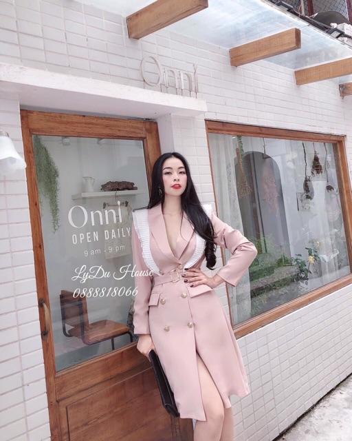 Đầm vest viền bèo dập ly (hình thật+video)