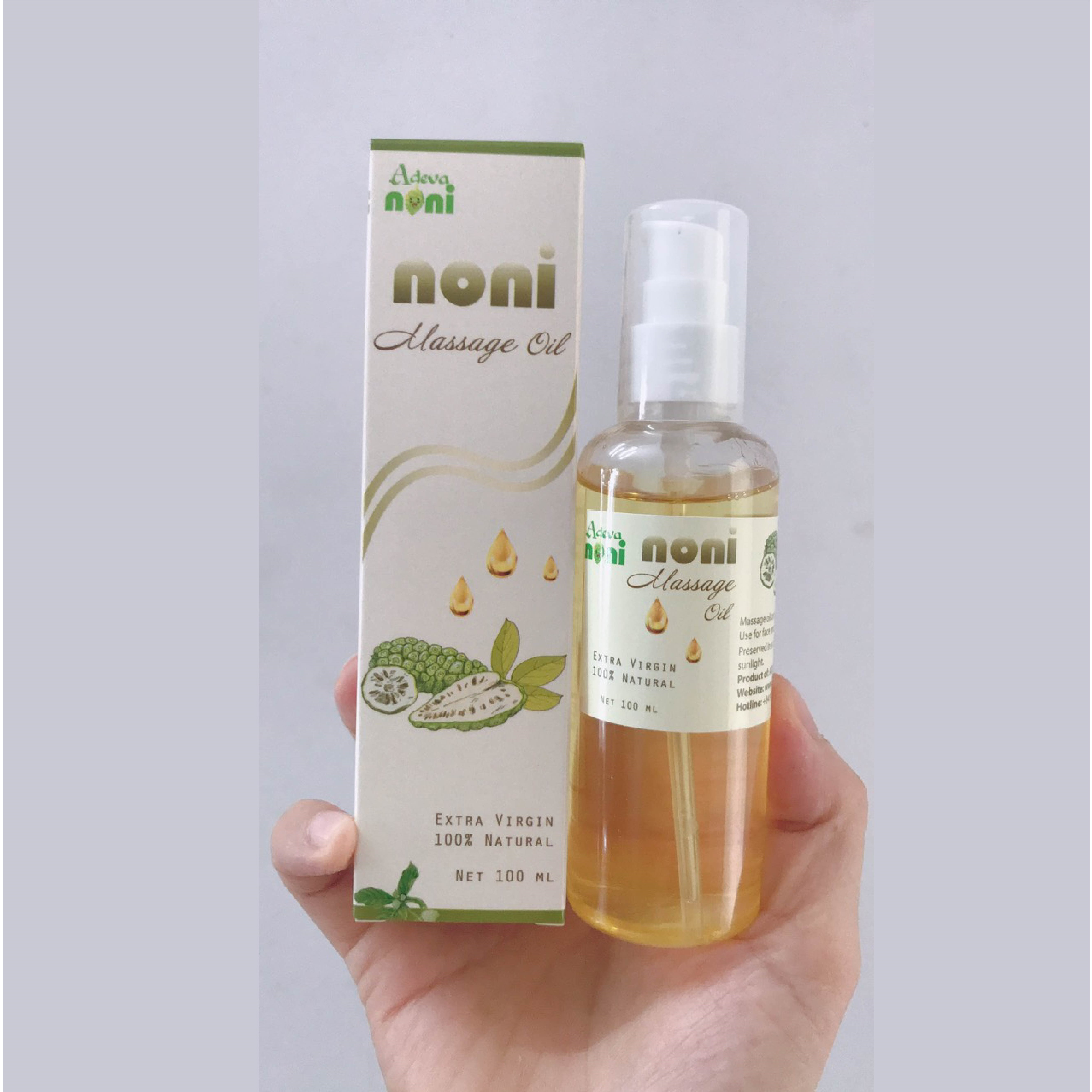 SET 3 chai Dầu Trái nhàu Adeva Naturals (100 ml/ 1 chai) - Noni massage oil - Dưỡng ẩm cho da mềm mại, chống lão hóa, cho da đều màu - Được người Hàn quốc ưa chuộng