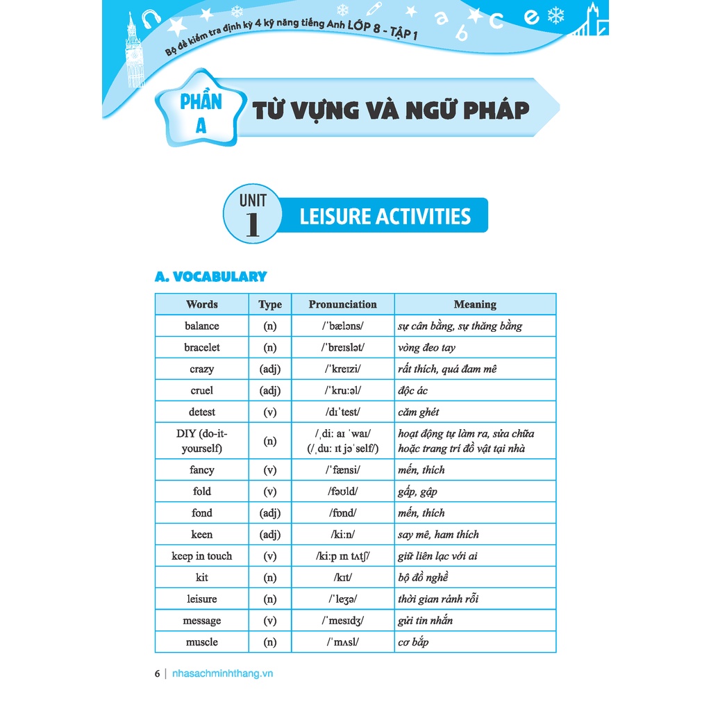 Sách - GLOBAL SUCCESS - Bộ đề kiểm tra định kỳ 4 kỹ năng tiếng anh lớp 8 tập 1 - MT