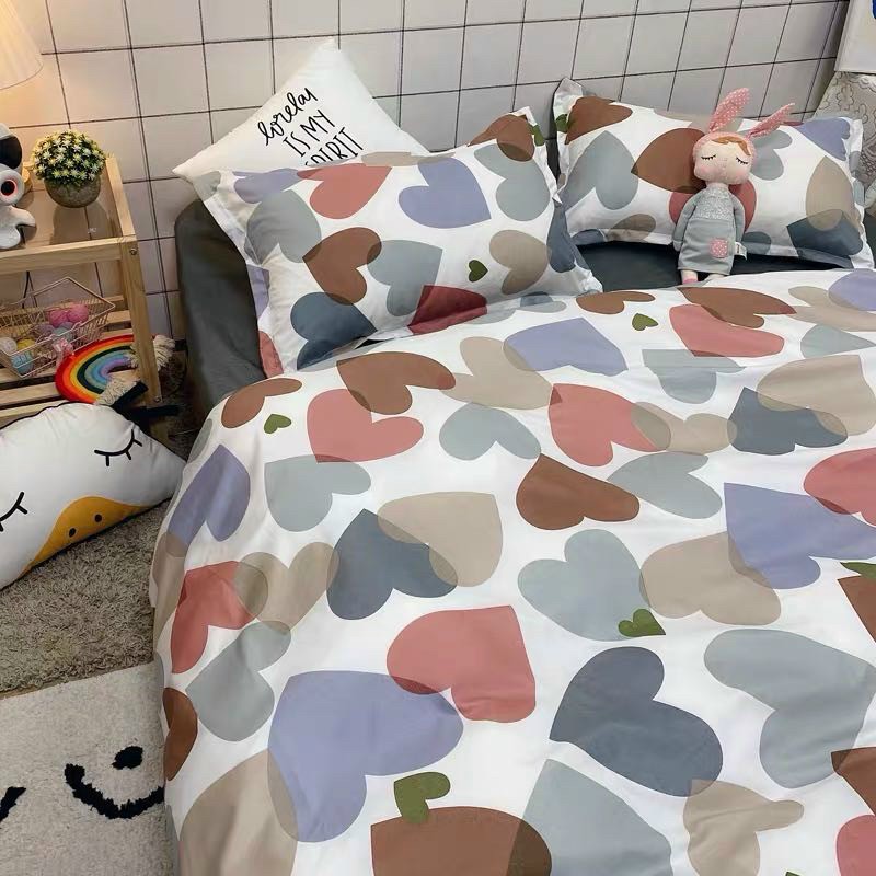 Bộ Chăn Chần Ga Gối Cotton LIDACO SP001341 - Tim Sắc Màu