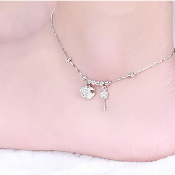 Lắc Chân Bạc Nữ Hình Trái Tim LC1546 - Bảo Ngọc Jewelry