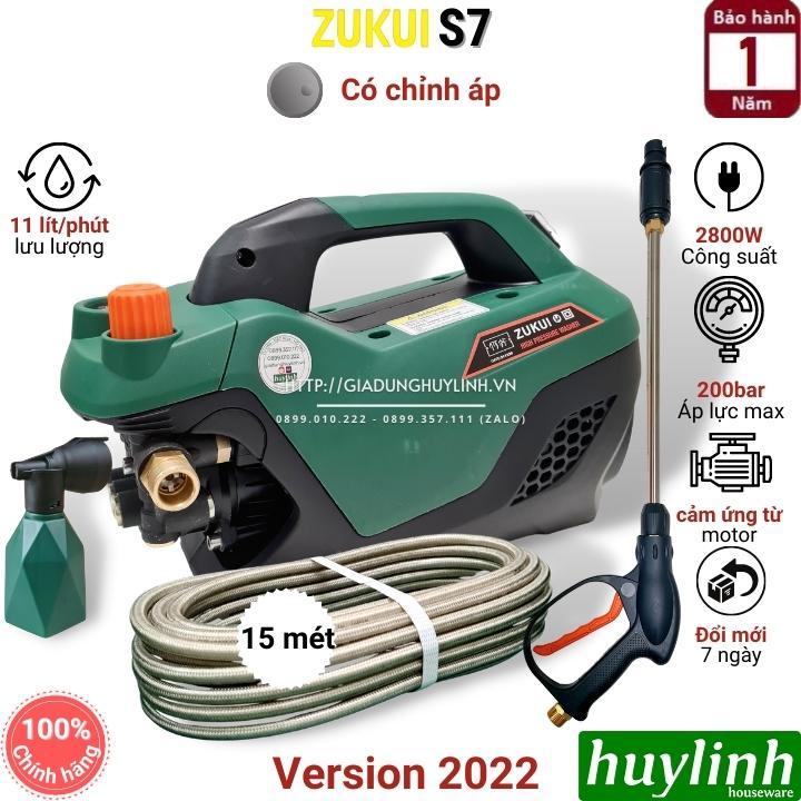 Máy xịt rửa xe chỉnh áp Zukui S7 - 2800W - Dây 15 mét - Motor cảm ứng từ bền bỉ