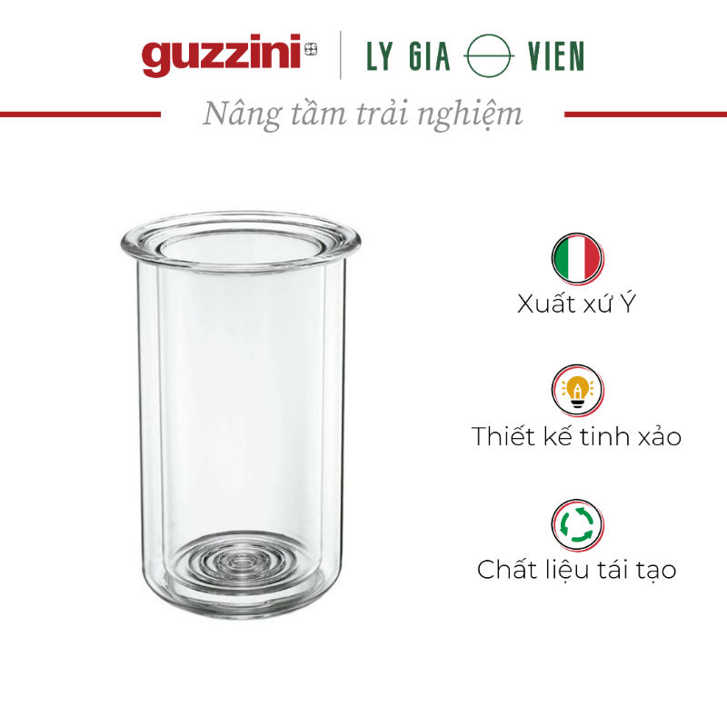 Bình Giữ Lạnh Rượu Guzzini Thermal Bottle Holder - 2 Lớp Cách Nhiệt - Thiết Kế Trong Suốt &amp; Dày Dặn - Giữ Rượu Ở Nhiệt Độ Hoàn Hảo Thích Hợp Cho Mọi Bữa Tiệc