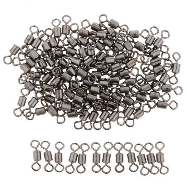 2-4pack 100pcs Fishing Barrel Bearing Rolling Swivel Solid Ring Connector Snap 8