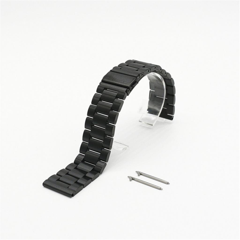 Black 22mm Stainless Steel Wrist Watch Band Strap Bracelet for Mens Womens
