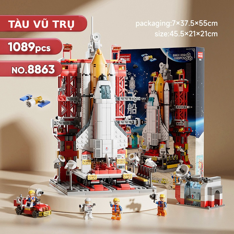 Đồ chơi xếp hình lắp ráp tàu vũ trụ trung tâm điều khiển giúp bé phát triển trí tuệ