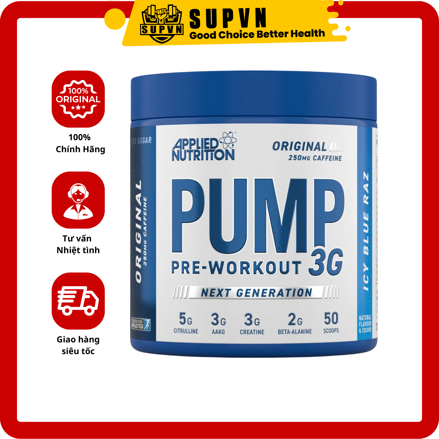 Pump 3G Pre Workout Applied Nutrition 50 Scoop (25Serving) - Tăng Sức Mạnh Sức Bền