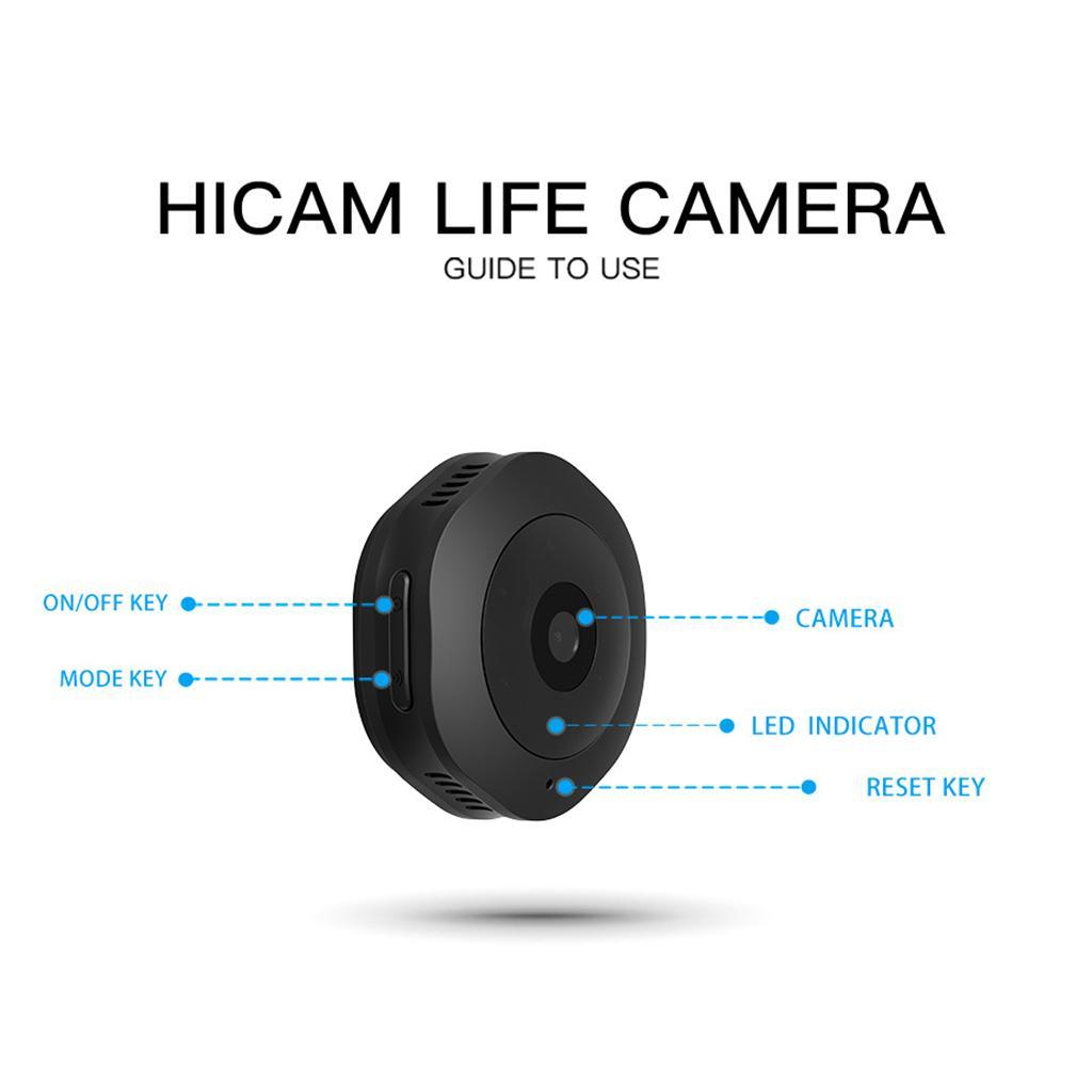 2xHD 1080P Wide Angle Mini WIFI Camera Night    Black