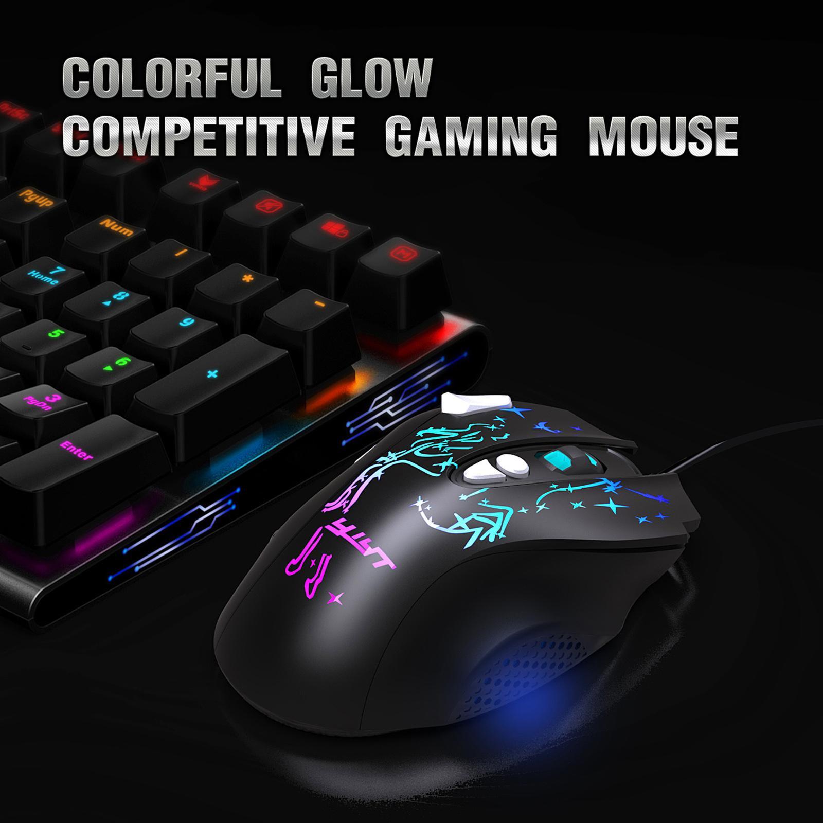 RGB Wired Gaming Mouse 6400 DPI Adjustable Optical Mice for Home Office