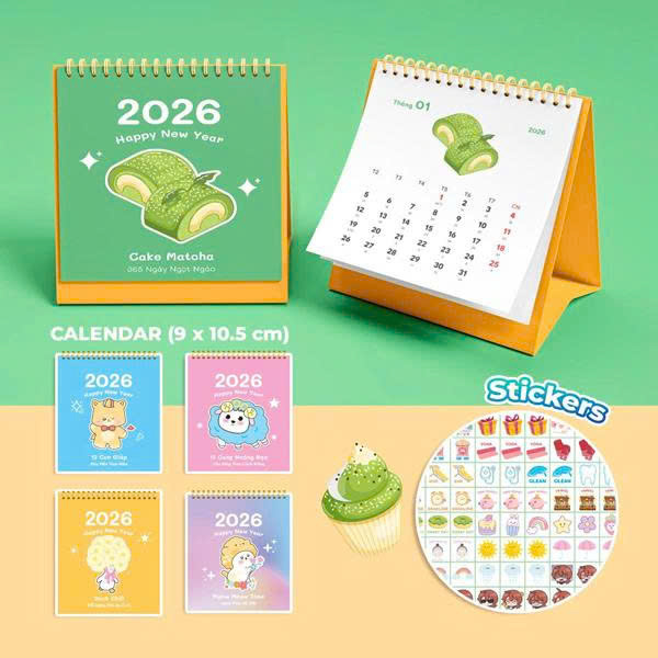 Lịch Để Bàn Mini 2026 ( 9x10.5 cm) - Nhiều Mẫu