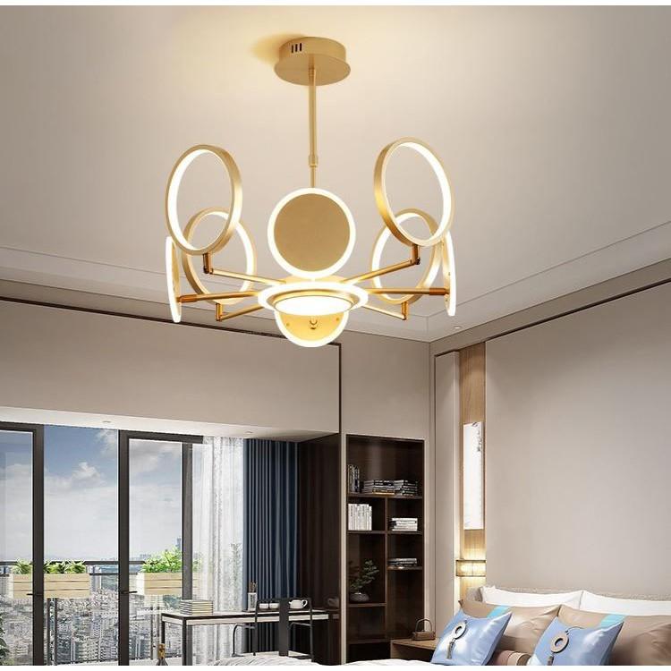 Đèn thả KATIN hiện đại với 3 chế độ ánh sáng trang trí nội thất sang trọng loại 8 bóng - kèm điều khiển từ xa - .