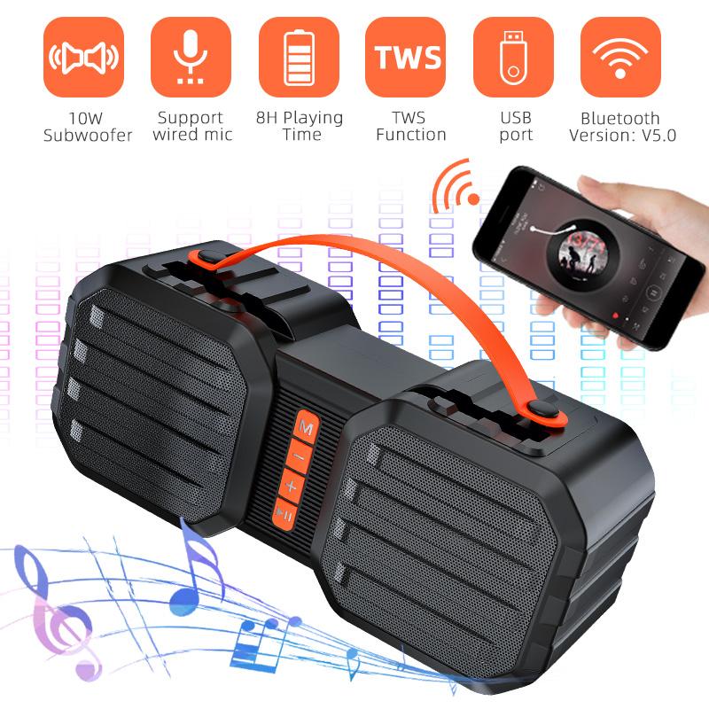 Vtin loa ngoài trời di động loa không dây bluetooth 5.0 loa nặng bass hifi loa lớn không thấm nước 10W loa siêu trầm: màu đen