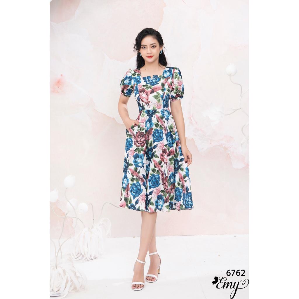 Đầm EMY EMY EM6762 Body Lụa Hoa Có Túi