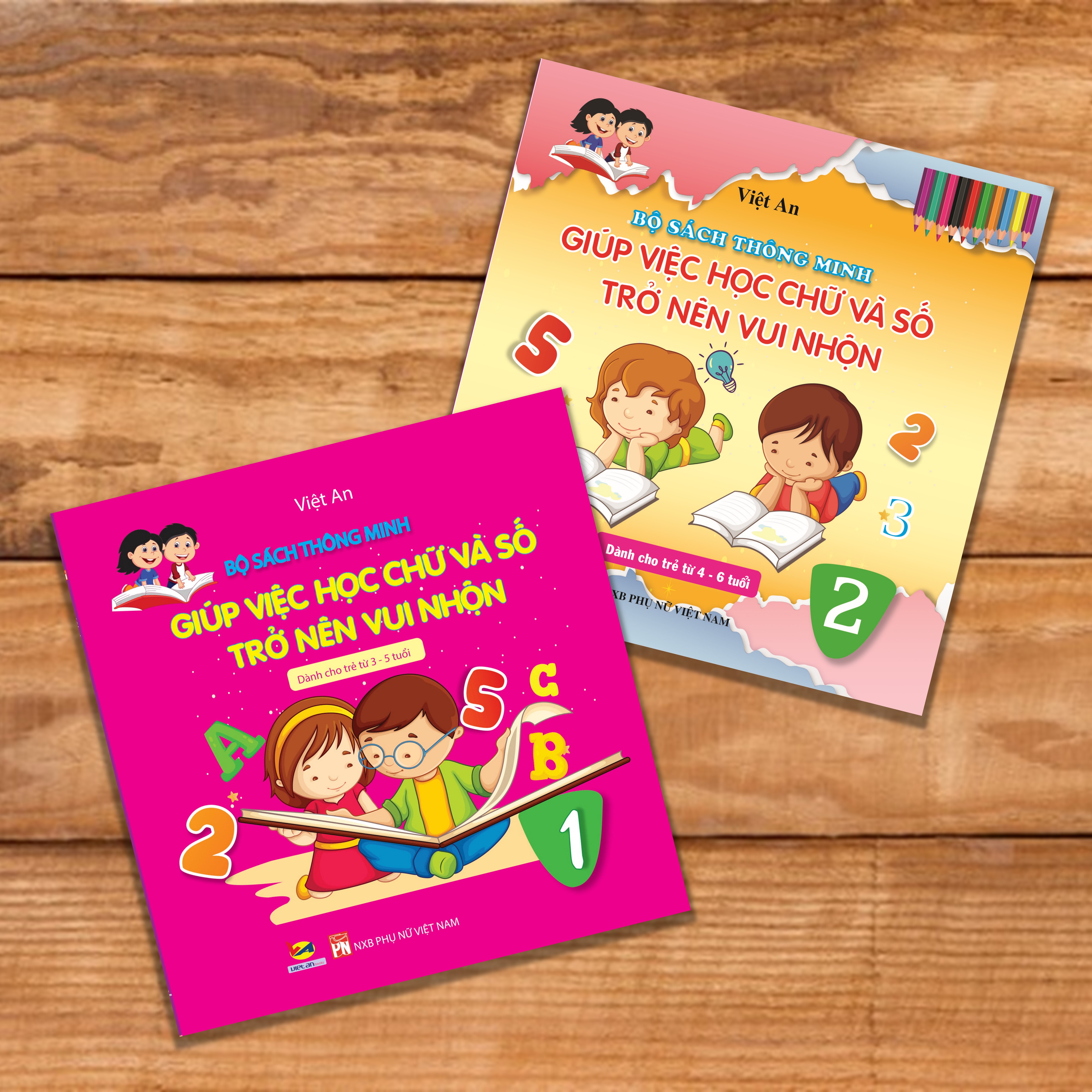 COMBO Bộ sách thông minh "GIÚP VIỆC HỌC CHỮ VÀ SỐ TRỞ NÊN VUI NHỘN"  tập 1 +2