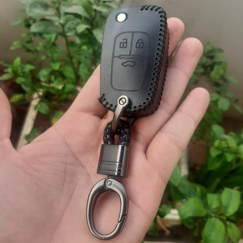 Bao da chìa khóa xe Chevrolet Spark, Cruze, Chìa điện gập 3 nút Da bò thật bảo hành 2 năm,