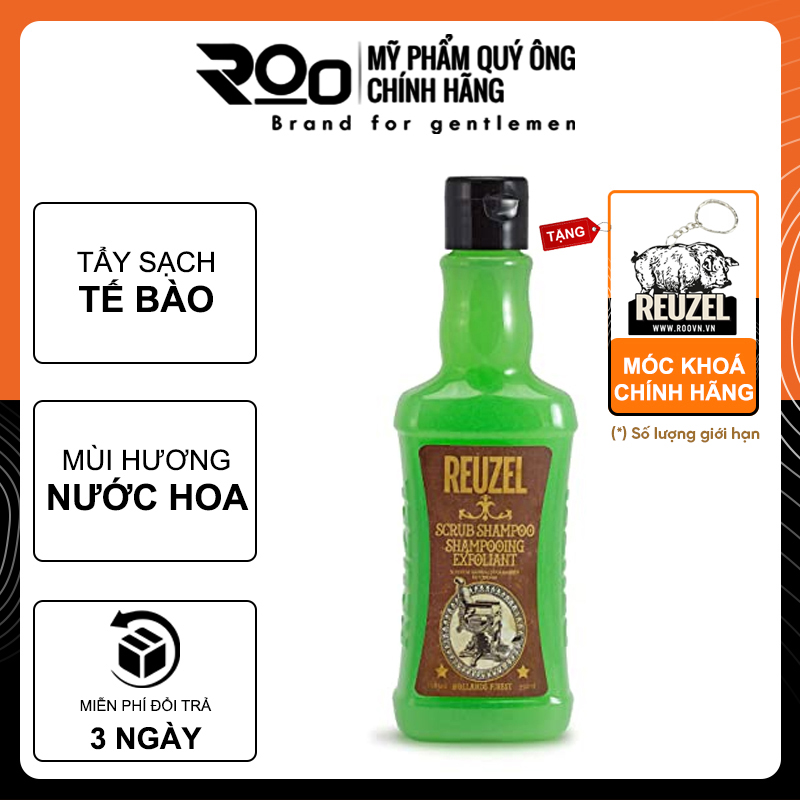 Dầu Gội Tẩy Tế bào Chết Pomade Gốc Dầu Reuzel Scrub Shampoo - Tặng móc khoá chính hãng