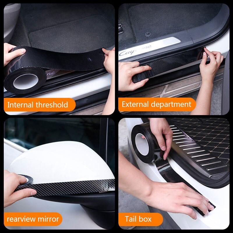 Miếng dán cản cửa ô tô 5D sợi carbon chống trầy